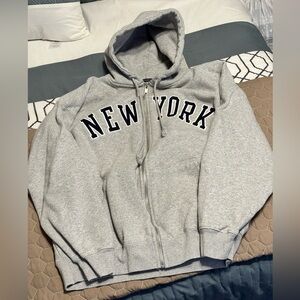 Brandy Melville Gray Zip-Up Hoodie